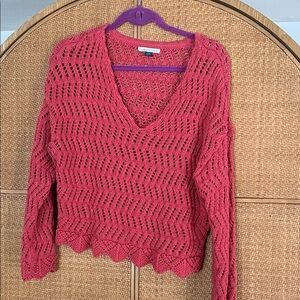 American Eagle Outfitters V-Neck Sweater - Red